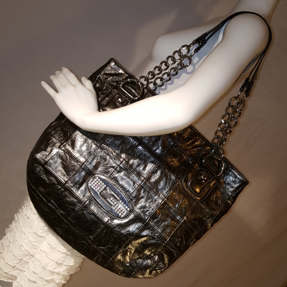 Awesome gun metal, pewter Guess bag